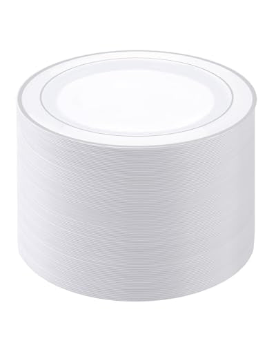 100PCS Silver Plastic Plates (Silver / 100 PCS)