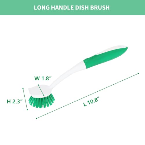 Dish Brush with Handle (Green)