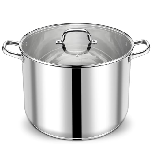 24 QT Stainless Steel Stock Pot with Lid (24 Quarts)