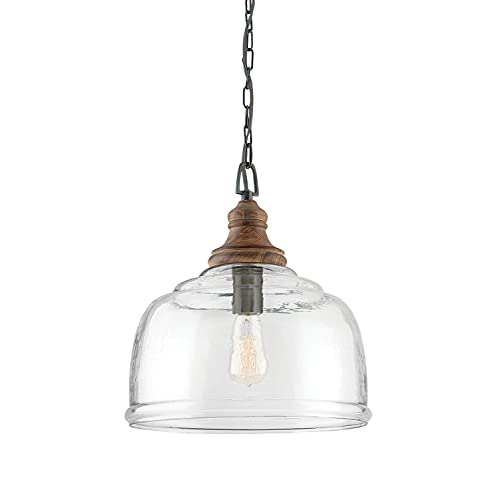 Capital Lighting 330318YG Julian Coastal Style Clear Organic Rippled Glass Dome Pendant (Grey Wash/Iron Silk)