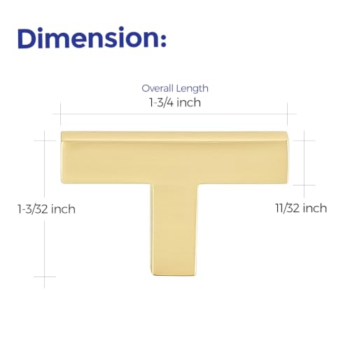 Brushed Gold Cabinet Handles Solid Drawer Pulls Single Hole 10 Pack (Brushed Gold / Single Hole)
