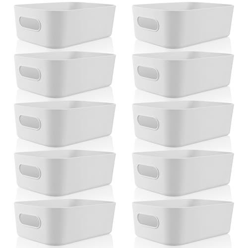 Grayish White Plastic Storage Bins (Grayish white / 8 x 5.7 x 3 Inch)
