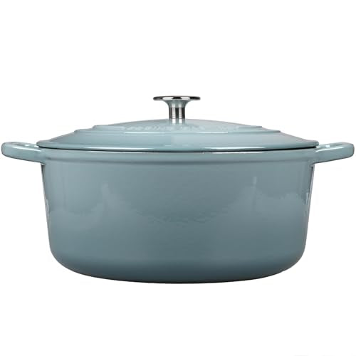 Enameled Dutch Ovens Cast Iron Dutch Oven Pot with Lid for Bread Baking (Seasalt / 7QT)