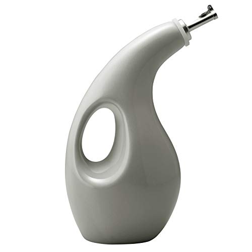 Ceramic Olive Oil Dispenser Bottle for EVOO Oil and Vinegar (Sea Salt Gray / 24 Ounces)