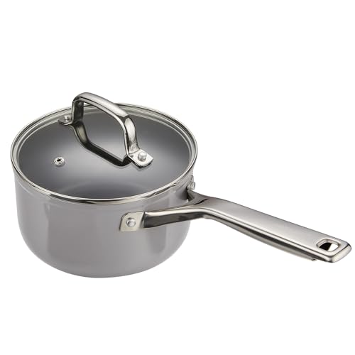 2.5 QT Ceramic Enamel Saucepan with Lid (2.5 QT Grey)