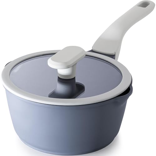 Nonstick Saucepan with Lid (2 Quarts / Gray)