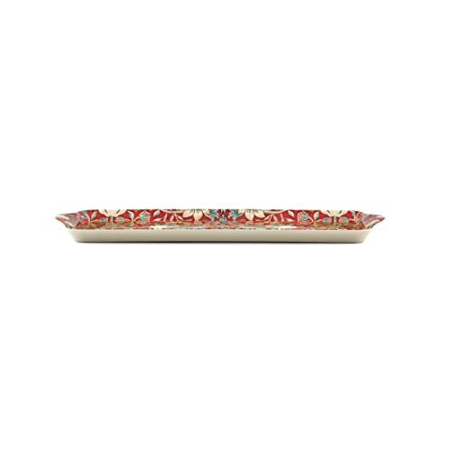 Morris & Co Strawberry Thief Sandwich Tray with Handles (15.1" x 6.5" x 1" / Red Strawberry Thief)