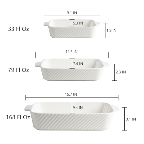 Sweejar Ceramic Baking Dish Set (Turquoise / Set of 3)