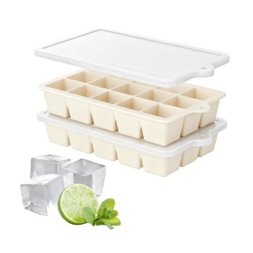 Silicone Ice Cube Tray 2 Pack (Ice Cube Tray 2 Pack / Beige+Beige)