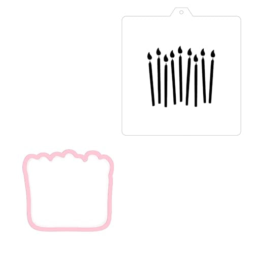Cookie Cutter and Stencil Bundle Royal Icing Cookies Stencils Paint Your Own Biscuit Bakery Starter Kits Royal Icing Fondant Cutters Birthday Wedding Holiday Cookies Painting Coloring Pages Comb (Birthday Candles)
