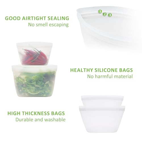 Silicone Bags for Food Storage (Translucent | 2 Size | 4 Pack)