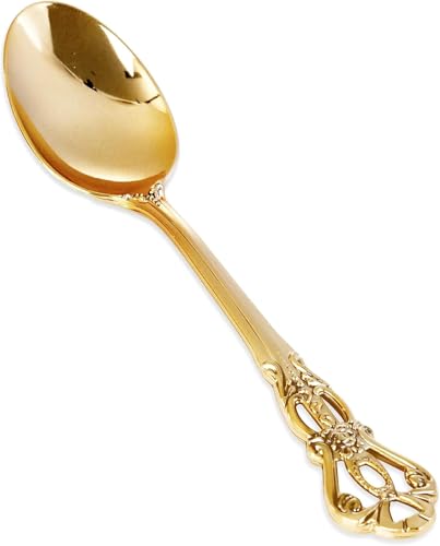 30PCS Gold Plastic Spoons 8.1inch Vintage Soup Spoons for Dinners (30-Gold / Spoons)