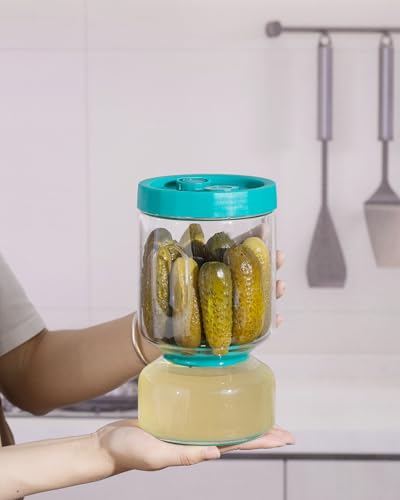 Pickle Jar with Strainer Flip (8-Peacock Blue / 51oz 1pc)