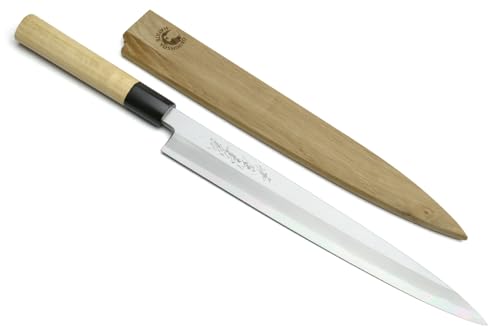 Shiroko High Carbon Steel Kasumi Yanagi Magnolia Handle Sushi Sashimi Chef Knife (11.8" / Magnolia Handle)