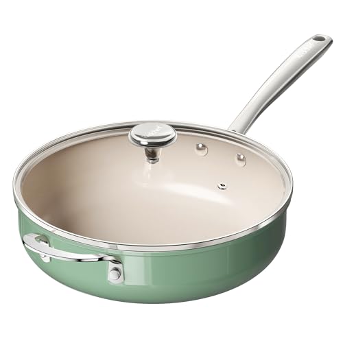 Ceramic Saute Pan with Lid (Green)