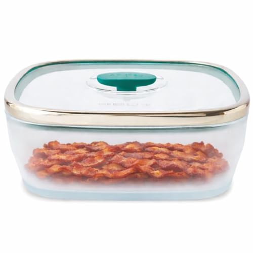 10 Cup Square Glass Food Storage with Glass Lid (Kale)
