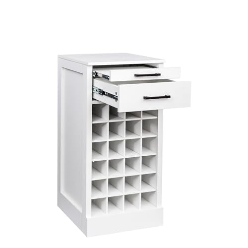 6 Tier Wine Rack Freestanding Floor with 2 Drawers (24 Bottles / White)