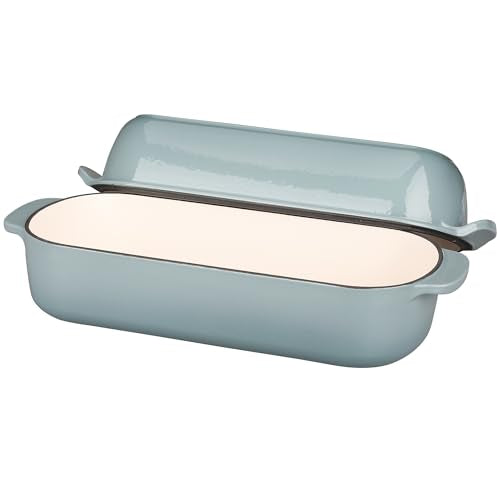 Enameled Cast Iron Loaf Pan with Lid (Seasalt)
