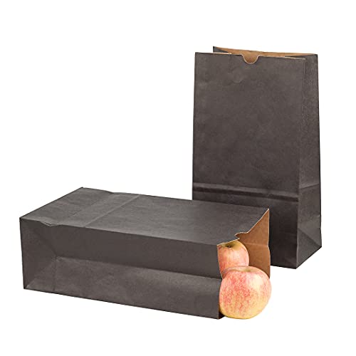 Bag Tek 12lb Paper Bags 100 Disposable Lunch Bags (12 lb / Black)
