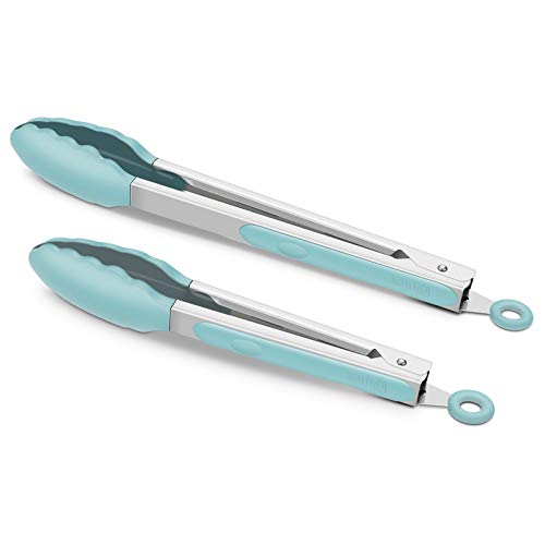 2 Pack Silicone Kitchen Tongs (Aqua Sky)