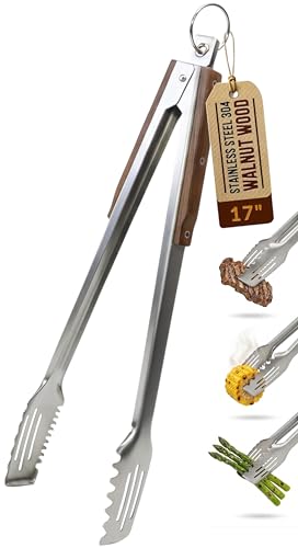 17 Inch Grill Tongs (Walnut Brown)