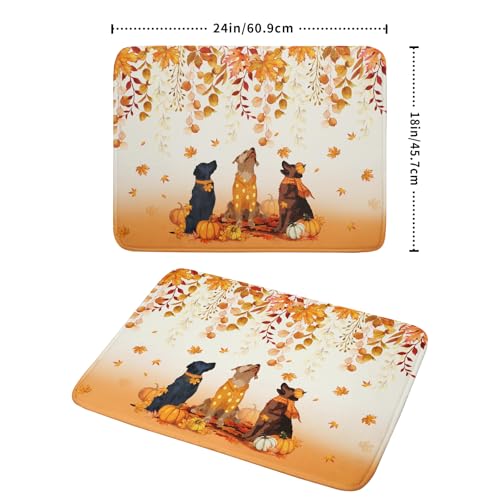 Fall Dogs Dish Drying Mat Autumn Leaves Reusable Dishes Pad 18"x24" Holiday Microfiber Quick Dry Dish Drainer Rack Mat for Kitchen Counter (Fall Dogs / 18x24 inch)