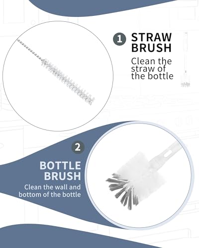 2 in 1 Bottle Brush with Straw Cleaner Brush (Navy Blue / 2pcs)