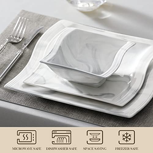 26 Piece Marble Grey Square Dinnerware Sets (26 Piece(Service for 6) / Marble Grey)