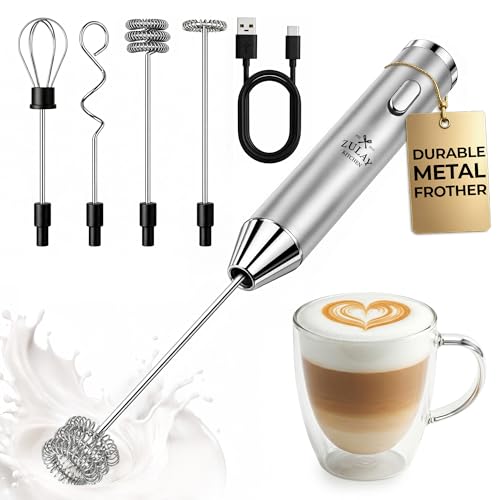 Rechargeable Milk Frother Handheld (Ultra Silver / Rechargeable Z1 Motor Max)