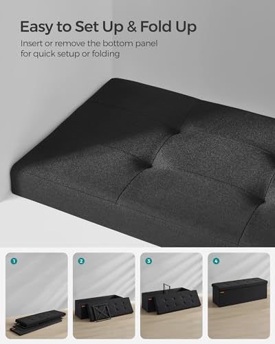 43.3 Inches Storage Ottoman (Ink Black / 15"D x 43"W x 15"H (with Flipping Lid))