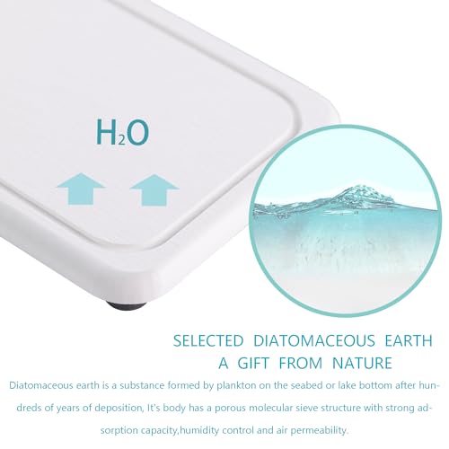 2Pcs Water Absorbent Diatomite Coasters Bathroom Sink Stone Trays (White / 8.3" x 3.9")