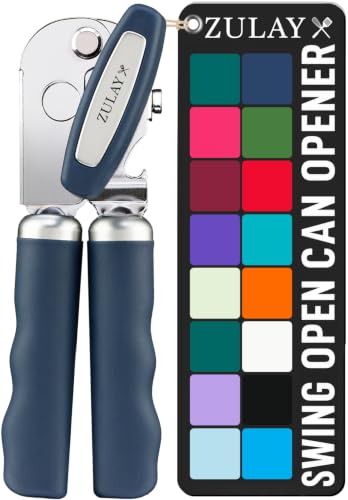 Stainless Steel Swing Open Manual Can Opener Comfortable Grip (Blue / Swing Open)