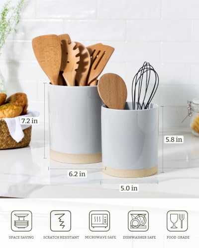 Ceramic Utensil Holder (Light Gray)