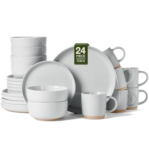 Milkyway 24 Piece Dinnerware Set with Mugs (Light Gray / Service for 6 (Include Mugs))