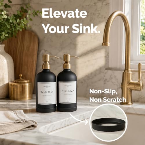 Black Glass Soap Dispenser (Matte Black Bottle / Brushed Brass Pump)