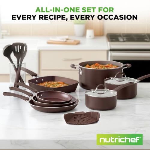 14 Piece Nonstick Brown Cookware Set (Brown / 14pc set)