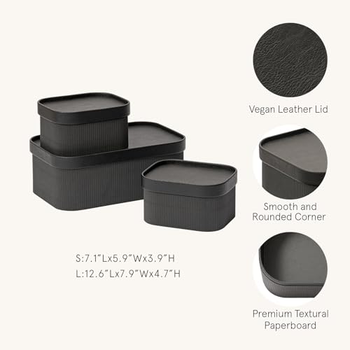 Decorative Storage Boxes with Lids Faux Leather (3 Count)