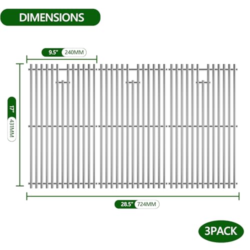 Grill Grate for Charbroil Tru Infrared 4 Burner 463242715 463242716 463276016 466242715 466242716 G533 (17" D x 28.5" W)