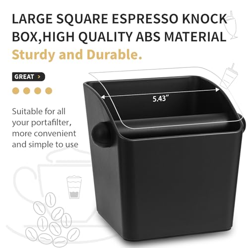 Large Square Knock Box Shock (Large Black Knock Box with Tamper Mat)