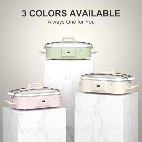 4 Quart Casserole Programmable Slow Cooker with Ceramic Baking Dish (Pink)