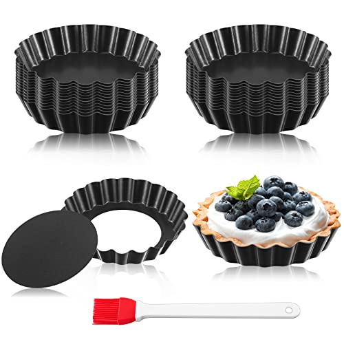 24 Pcs Mini Tart Pans 4 Inch with Removable Bottom Round Nonstick