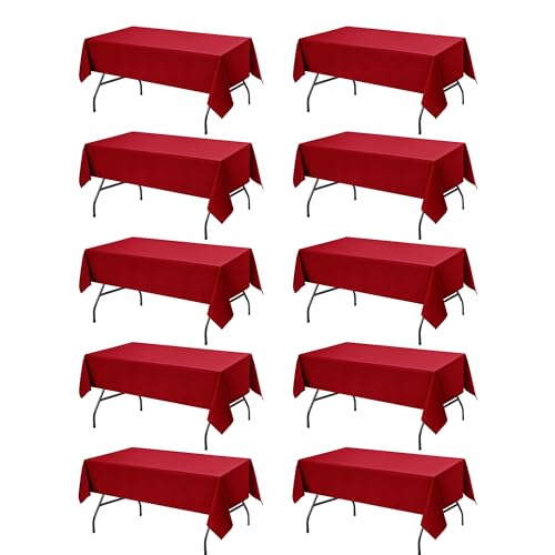 10 Pack Red Tablecloths for Rectangle Tables (Red / 54x108 In, 10 Pack)