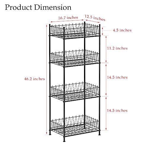 Water Bottle Organizer 4 Tier FreeStanding Water Bottle Holder Storage Rack Floor Metal Drink Soda Can Organizer for Pantry Kitchen Food Storage
