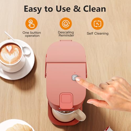 Single Serve One Cup Coffee Maker (Salmon Pink)