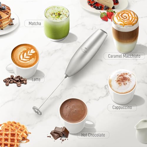 Zulay Powerful Milk Frother for Coffee with Upgraded Titanium Motor (ZK Silver / Compact Frother + Batteries)