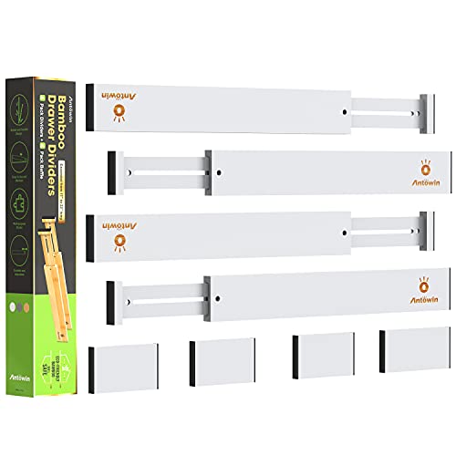 Bamboo Drawer Dividers Organizers (White)