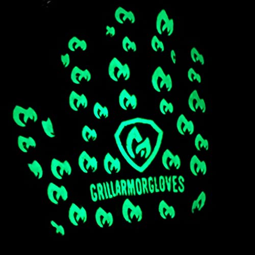 Grill Armor Oven Gloves with Fingers (One Size Fits Most Standard Cuff / Green Glow in the Dark)