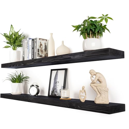 60 inch Black Floating Shelves for Wall 8 (Black / 60'' x 8''x 2''(set of 2）)