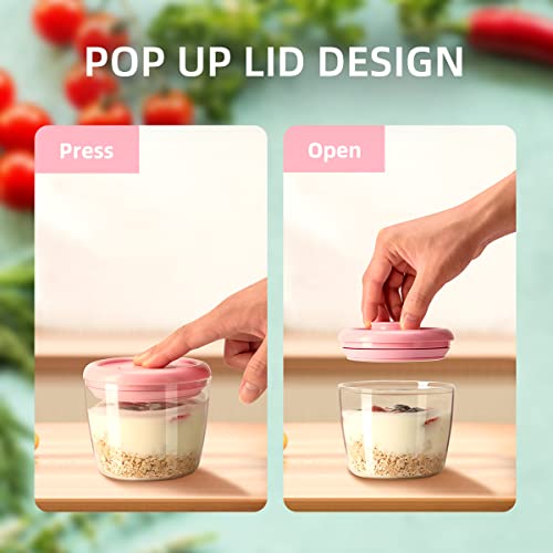 400ml Meal Prep Container Set of 4 Pink Tritan Plastic Food Storage Containers with Lids (400ml*4 Pink)