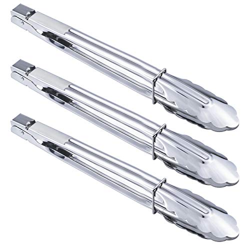 Stainless Steel Serving Tongs Grilling Tongs for Cooking Camping Barbecue (12" 12" 12")